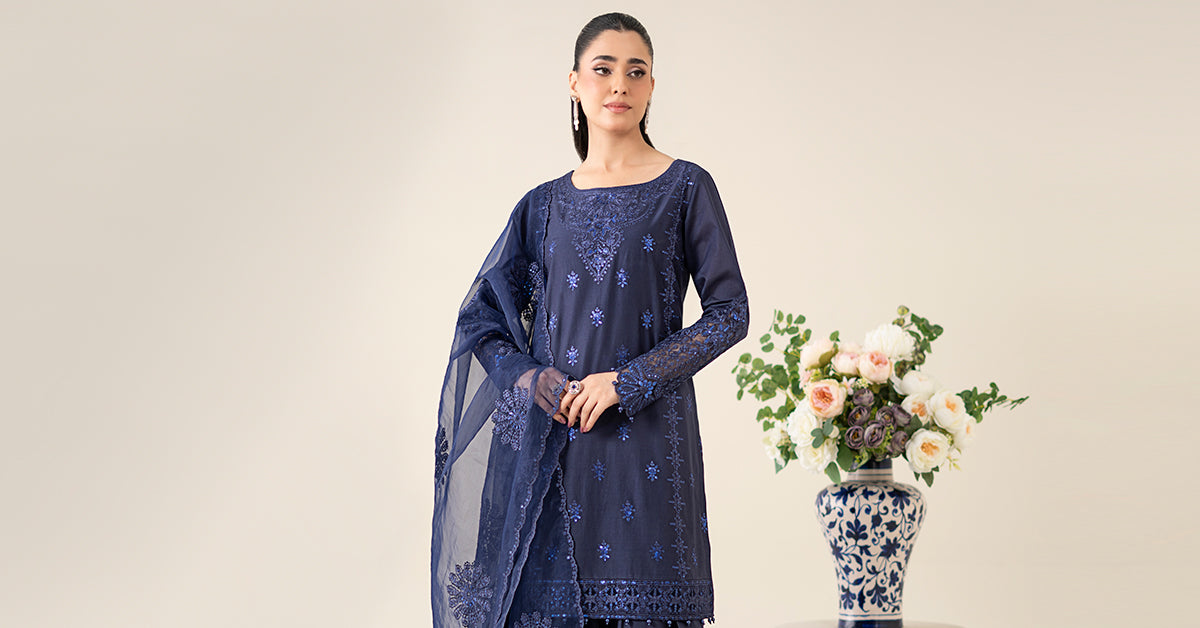 3 Piece Embroidered Dobby Suit |  DW-EA25-68