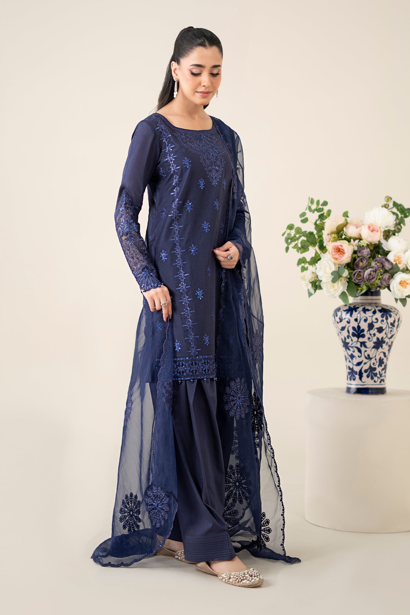3 Piece Embroidered Dobby Suit |  DW-EA25-68