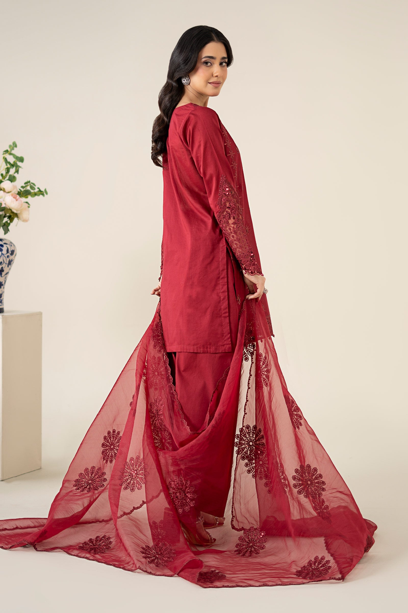 3 Piece Embroidered Dobby Suit |  DW-EA25-68