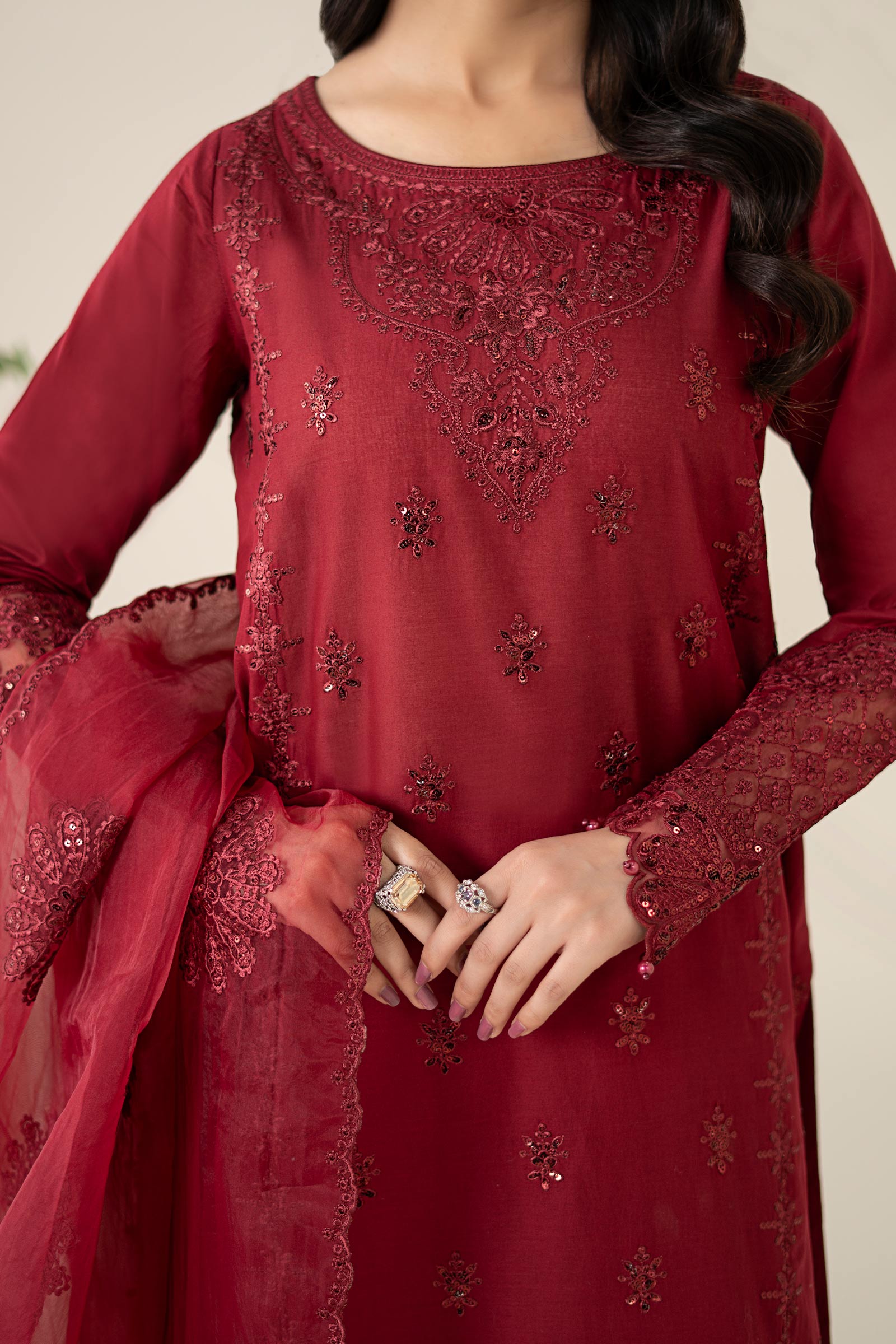 3 Piece Embroidered Dobby Suit |  DW-EA25-68