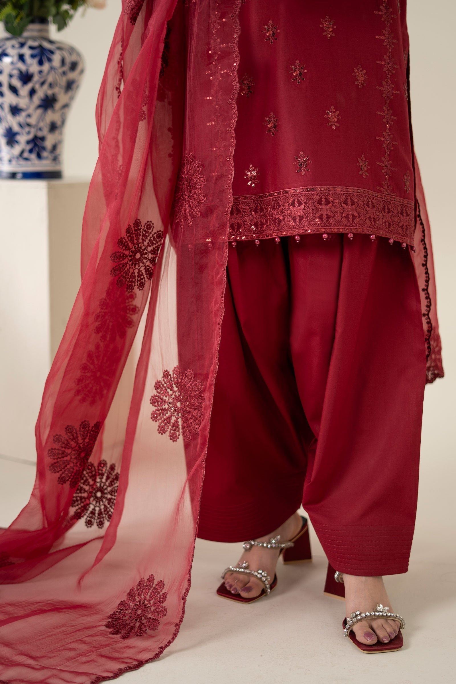 3 Piece Embroidered Dobby Suit |  DW-EA25-68