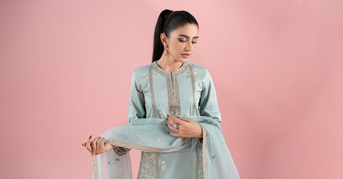 3 Piece Embroidered Dobby Suit |  DW-EA25-81