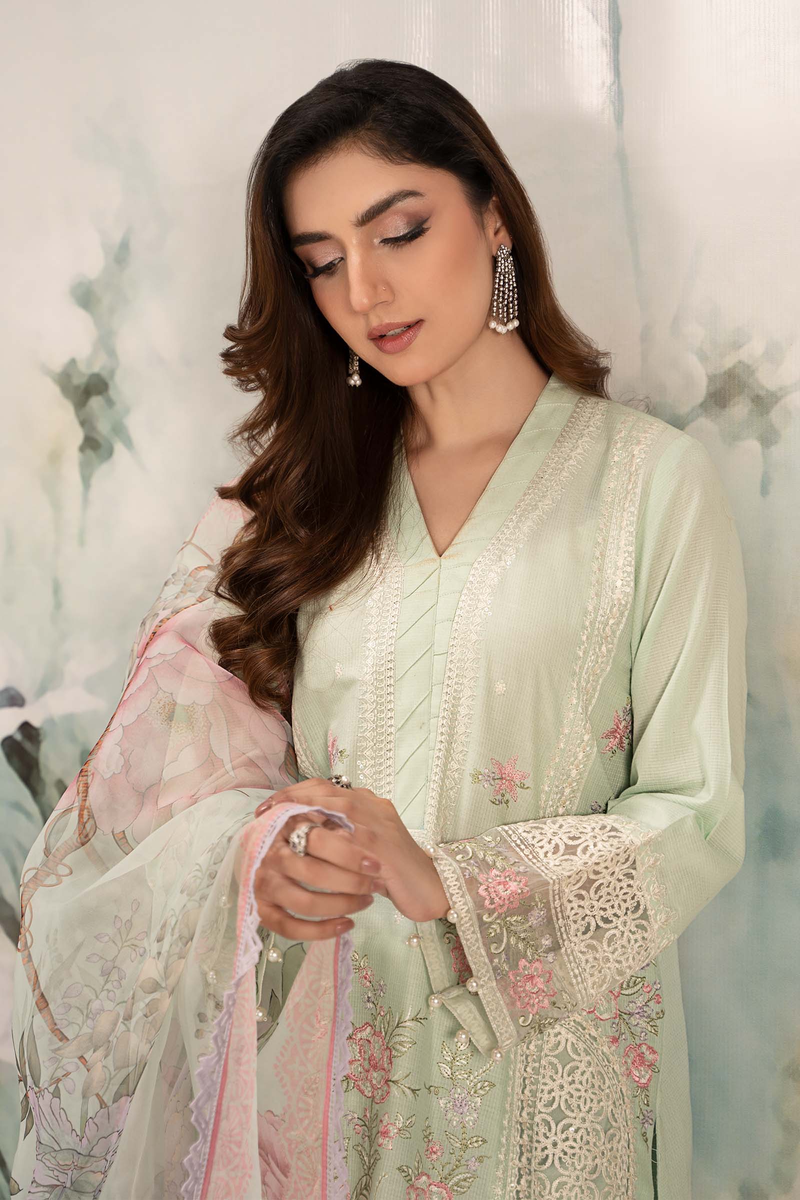 3 Piece Embroidered Dobby Lawn Suit | DW-EF25-151