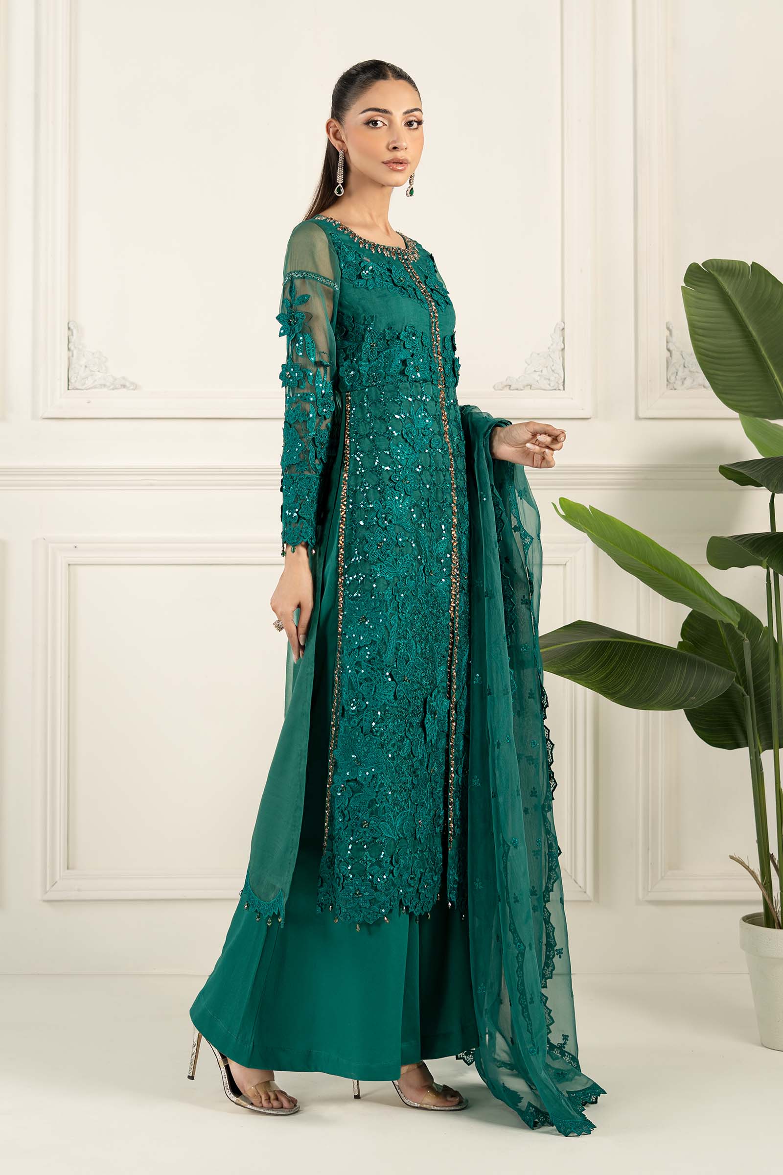 3 Piece Embroidered Organza Suit | SF-EF25-04