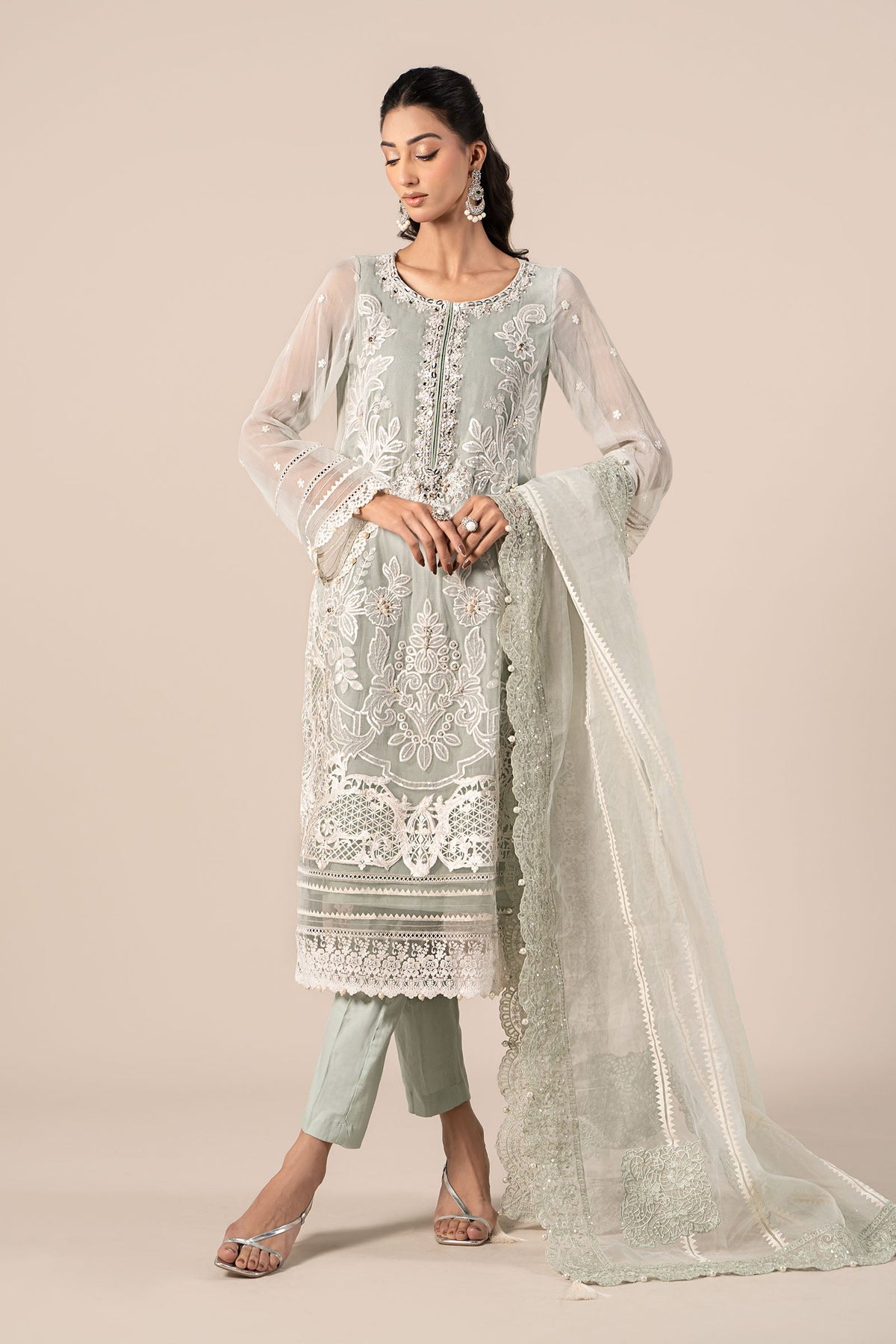 3 Piece Embroidered Chiffon Suit | SF-EF25-34