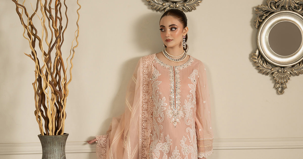 3 Piece Embroidered Chiffon Suit | SF-EF25-34