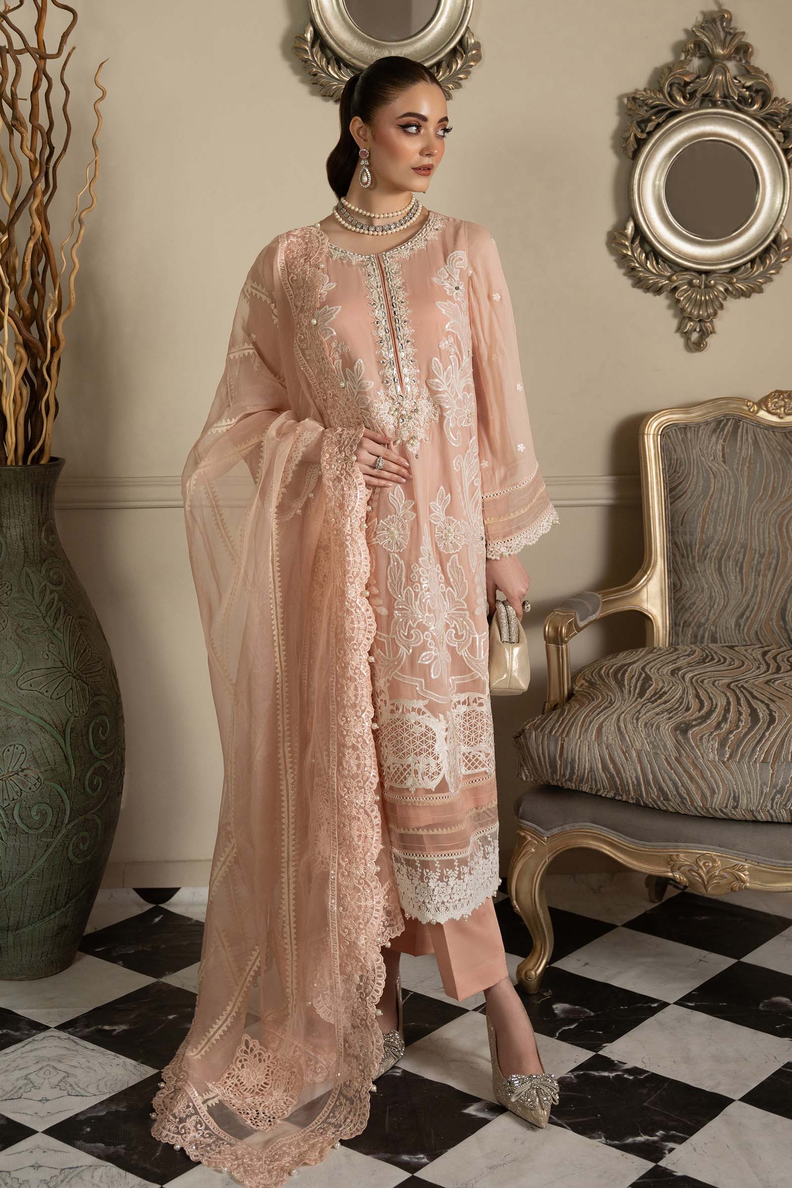 3 Piece Embroidered Chiffon Suit | SF-EF25-34