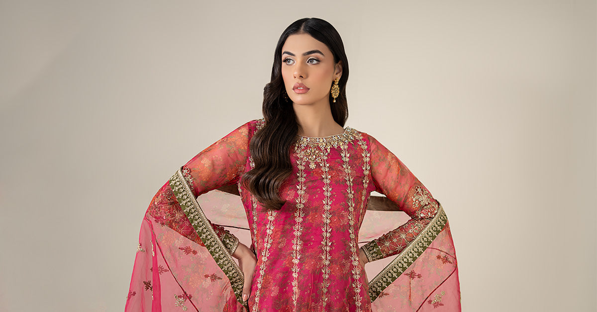 3 Piece Embroidered Organza Suit | SF-EF25-03