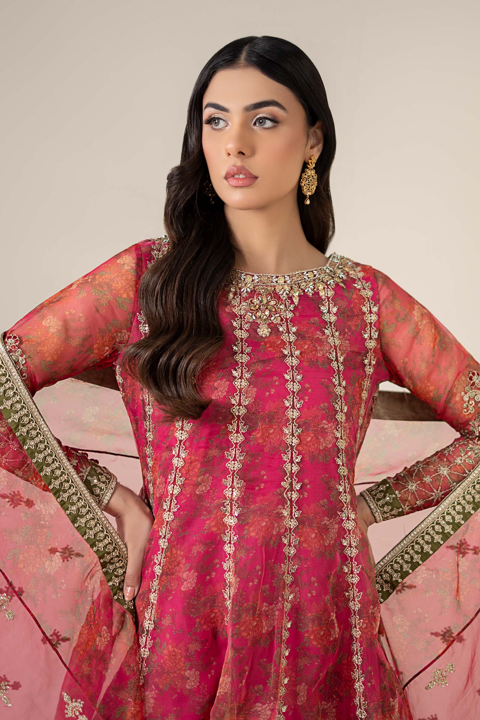 3 Piece Embroidered Organza Suit | SF-EF25-03