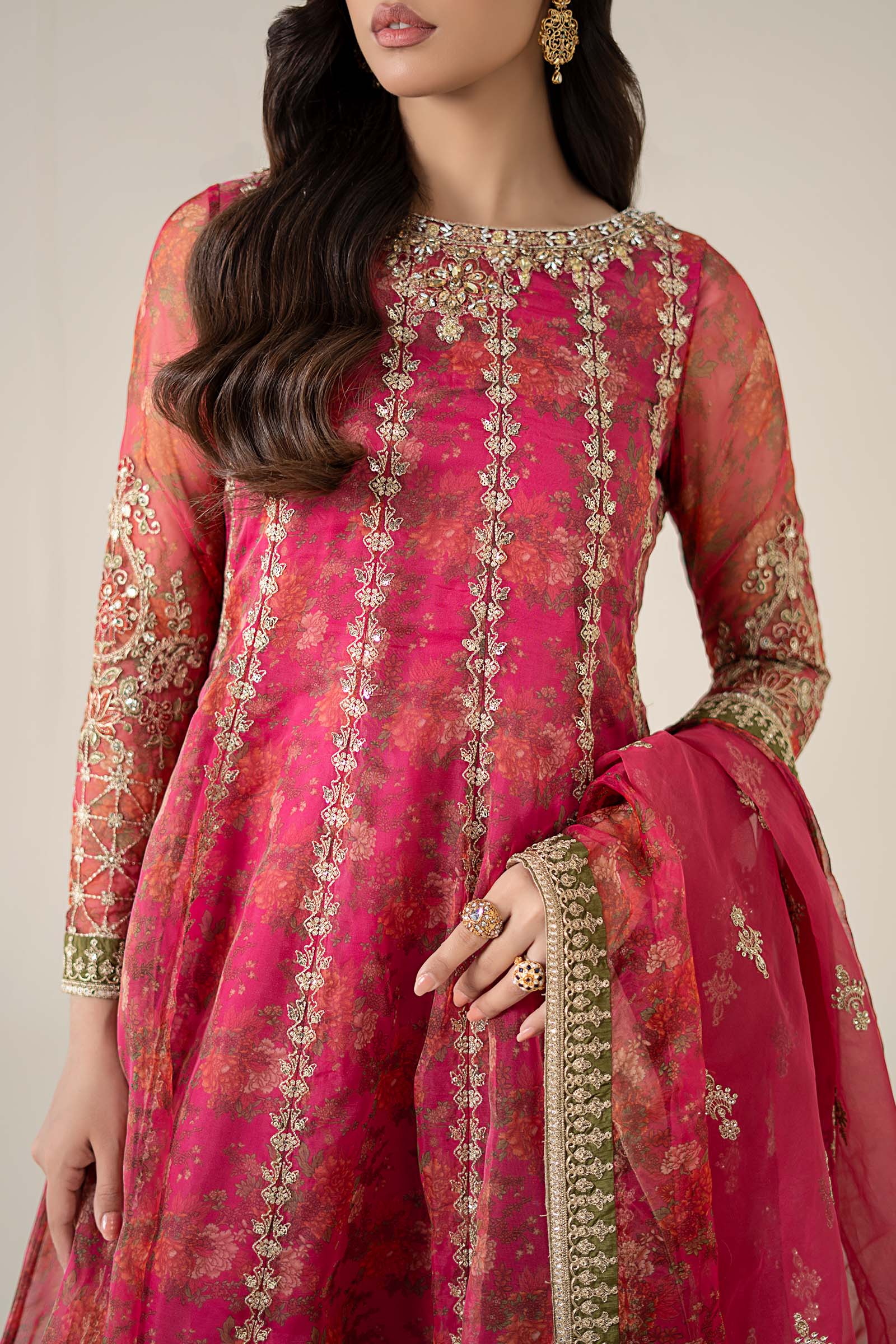 3 Piece Embroidered Organza Suit | SF-EF25-03