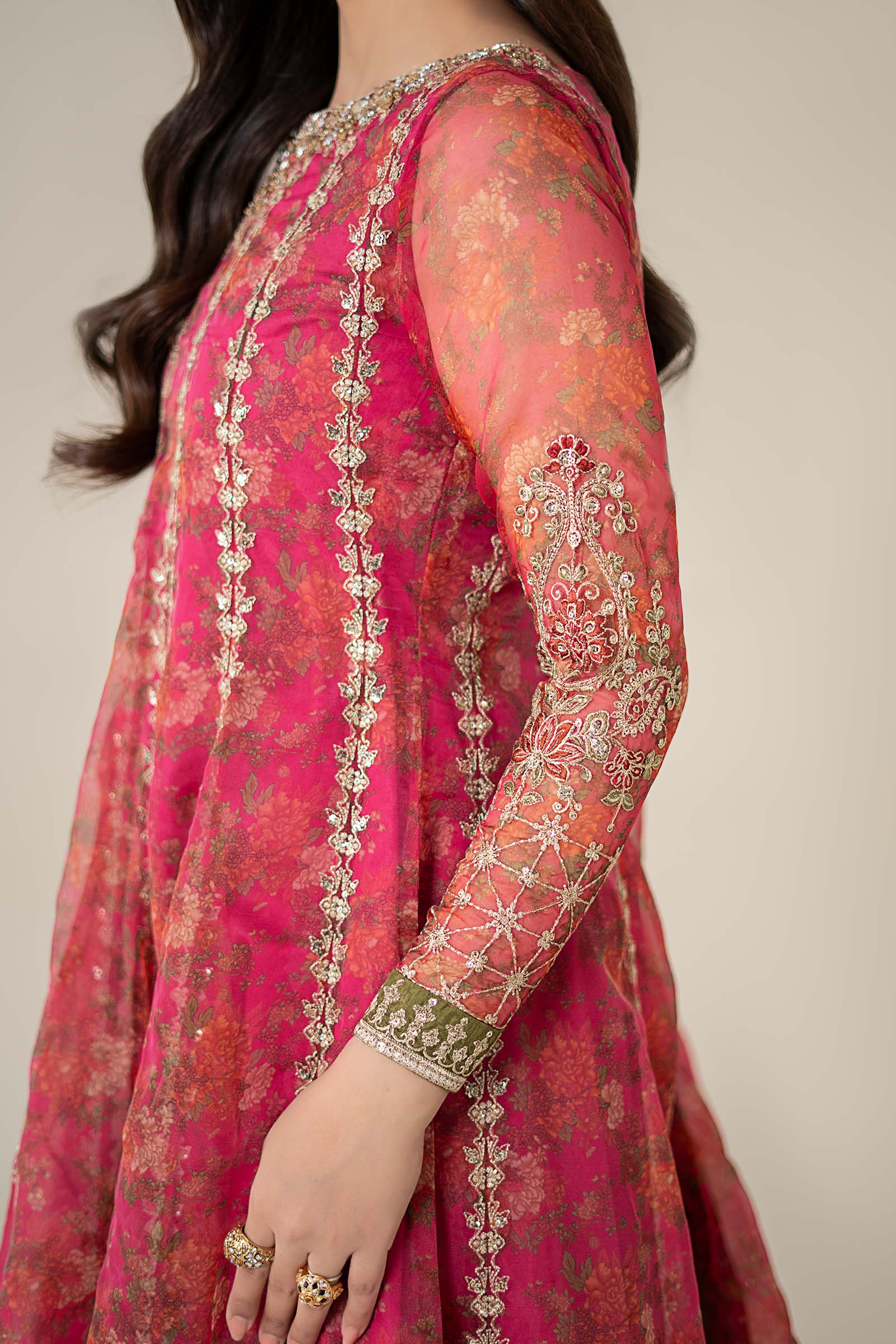 3 Piece Embroidered Organza Suit | SF-EF25-03